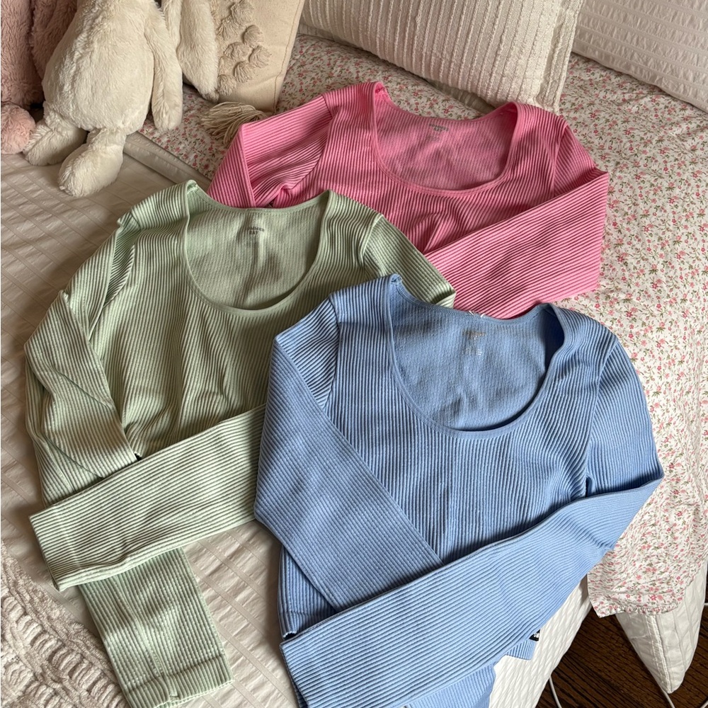 Urban Planet Women's workout long sleeve- Pink, Green, Blue